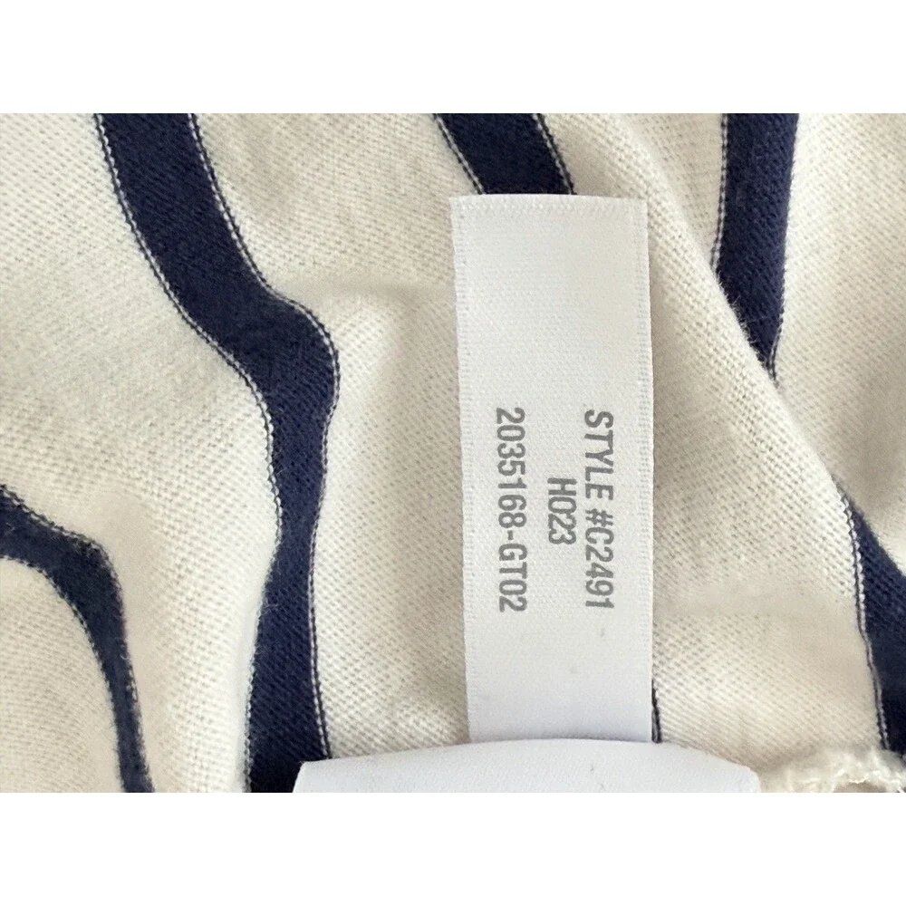 New J. Crew Girlfriend Tee Marker Stripe Short Sleeve Women's Medium Ivory Navy